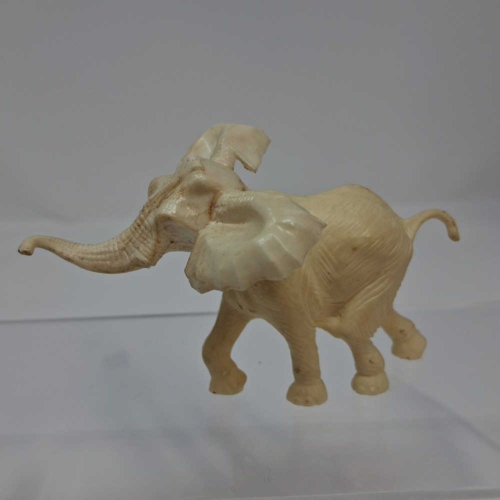 Elephant Figurine Vintage Germany Celluloid Plastic Off White 3.5 Inch Mini